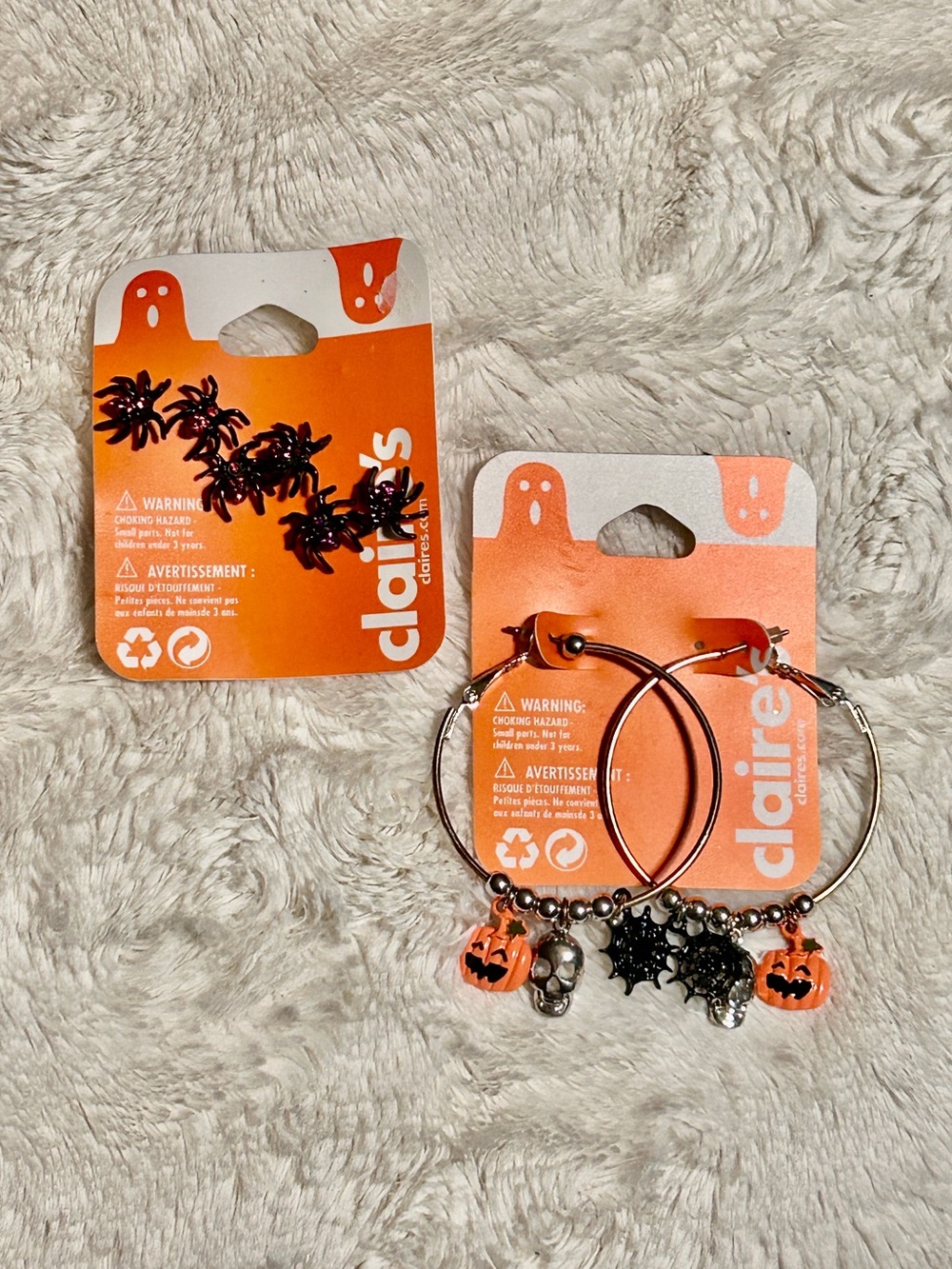 Halloween Hoop Earrings by Claires with Orange Pumpkin and Silver Charms